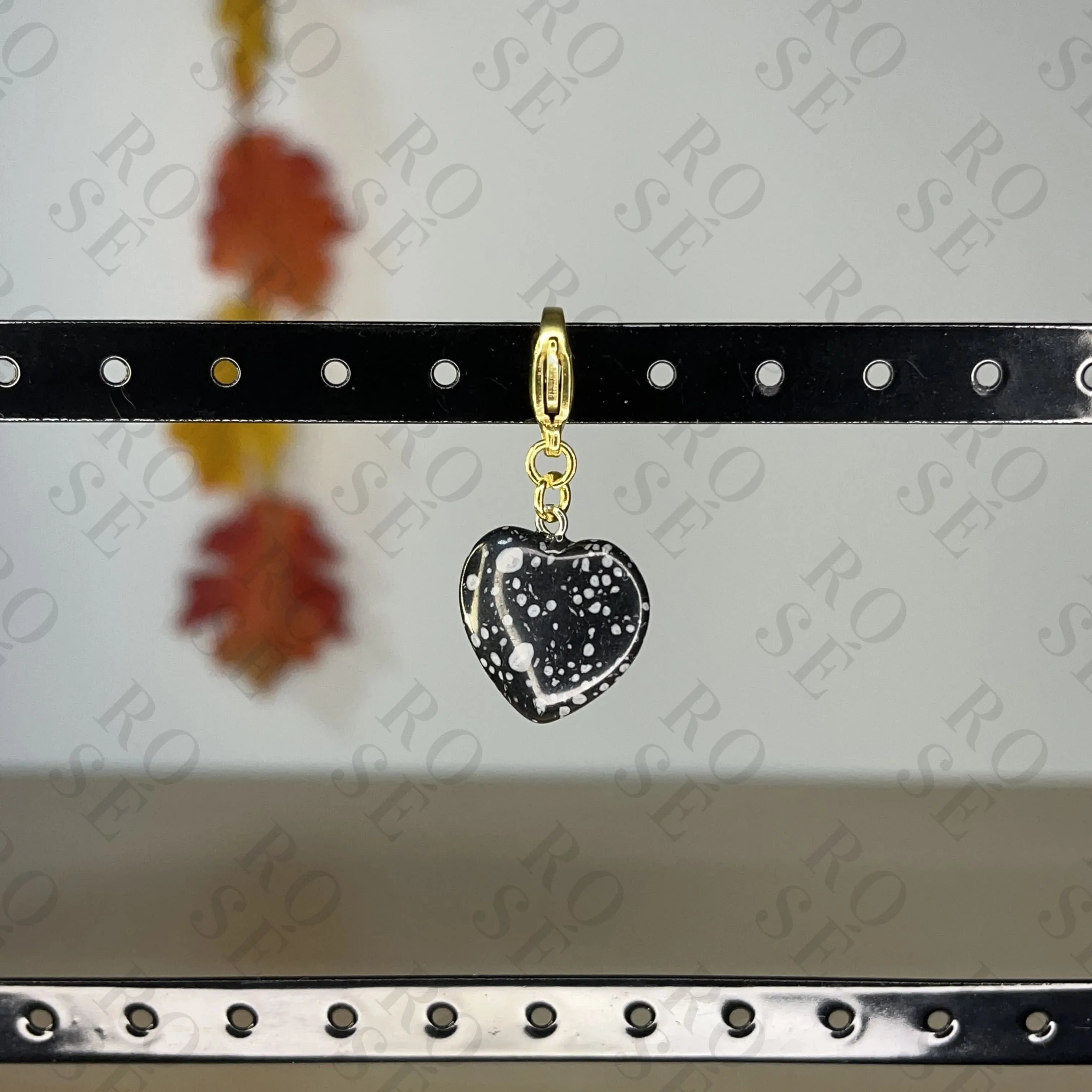 Charm Corazón Obsidiana nevada - Rosé Bijoux
