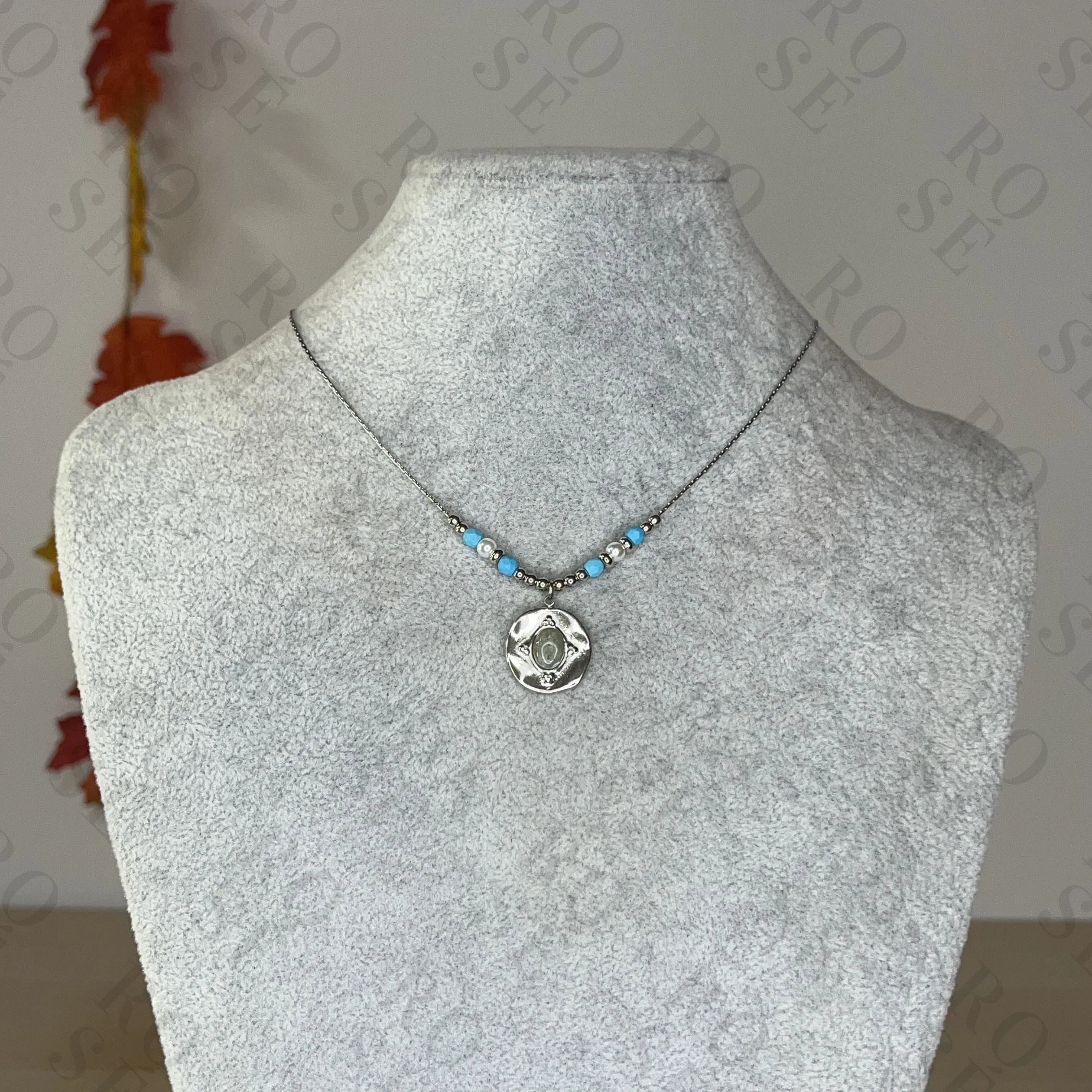 Collar Medalla Labradorita - Rosé Bijoux