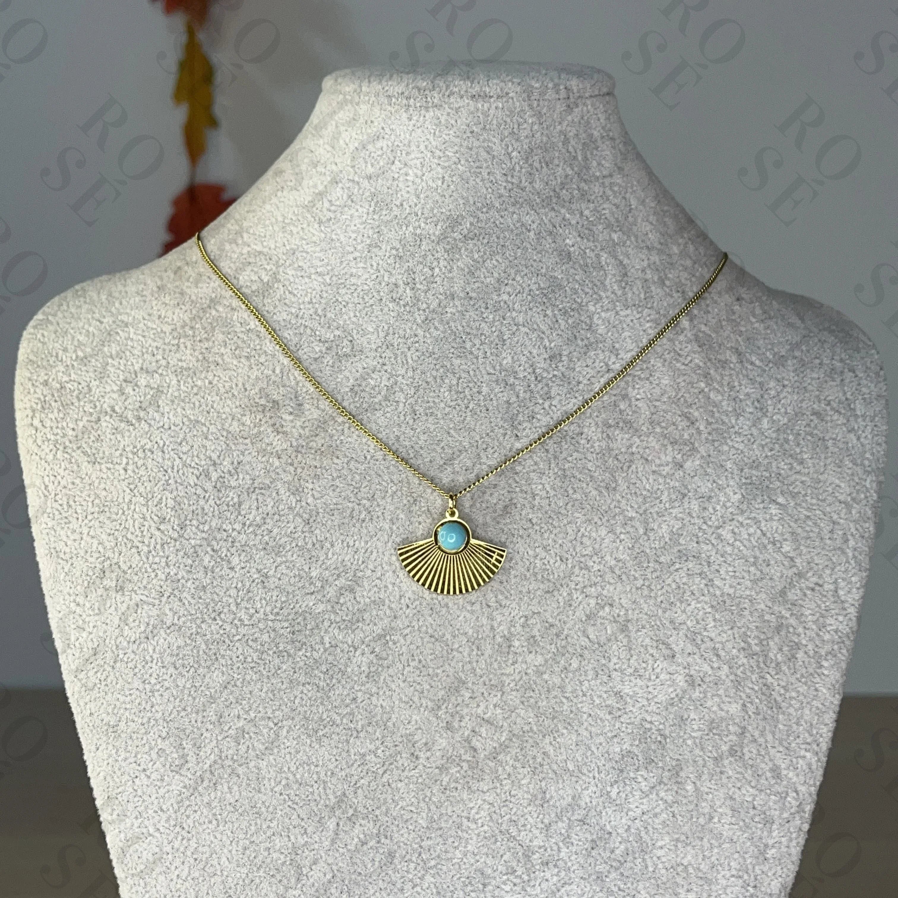 Collar Abanico Turquesa - Rosé Bijoux