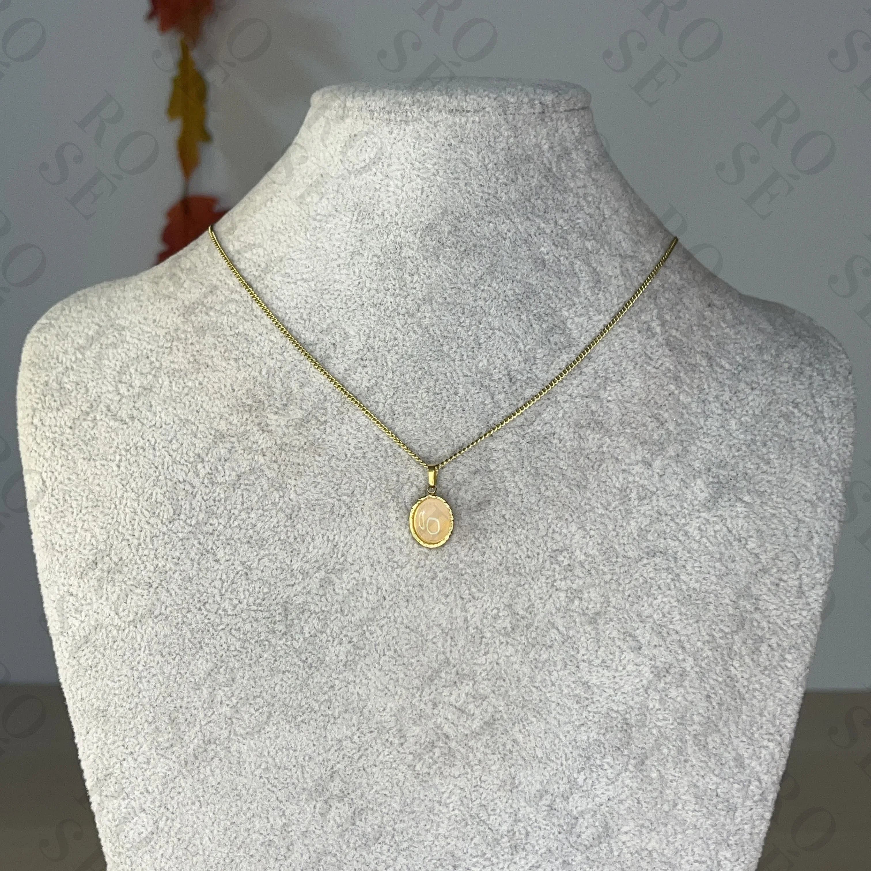 Collar Óvalo Piedra Luna Melocotón - Rosé Bijoux