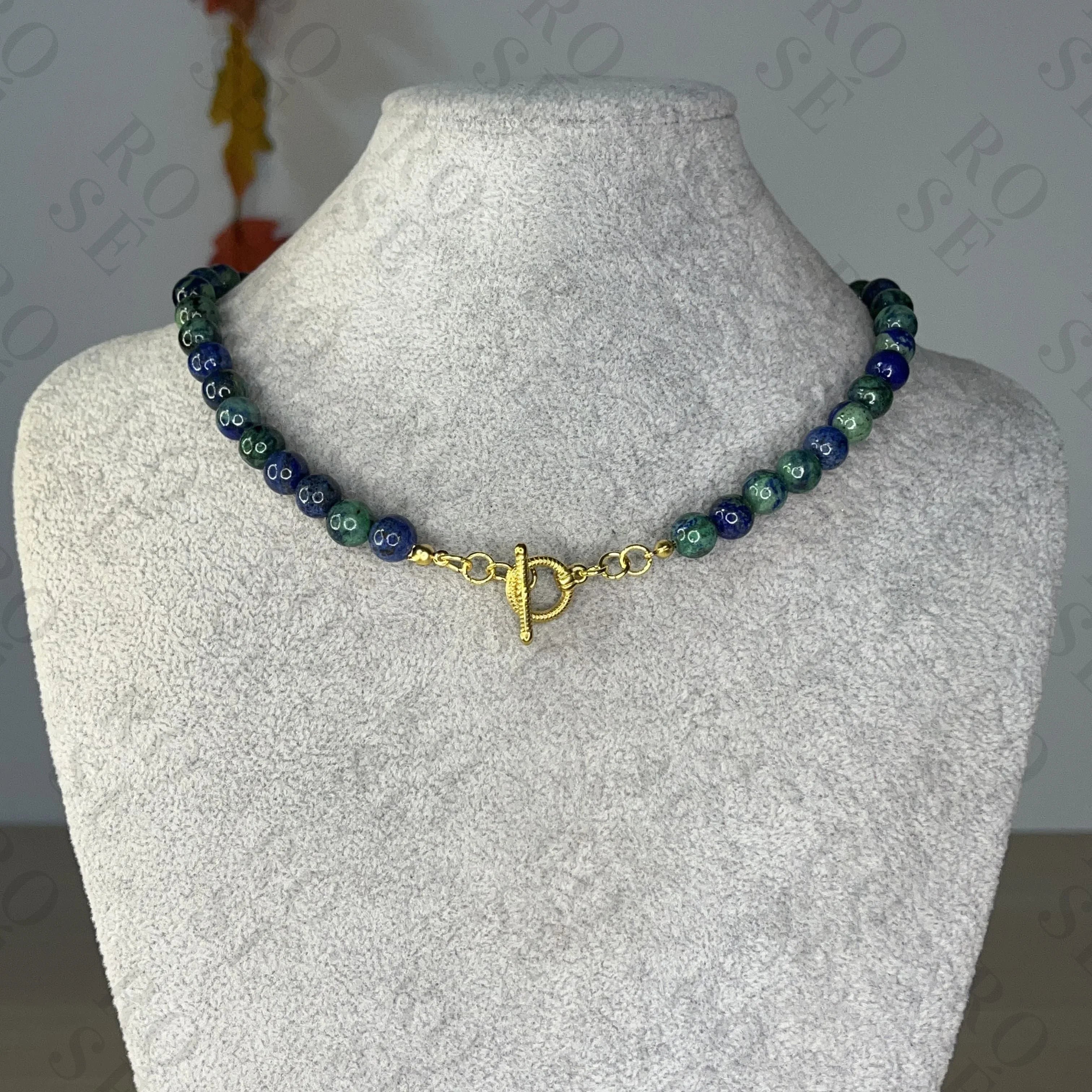 Collar Lapislázuli con Malaquita - Rosé Bijoux