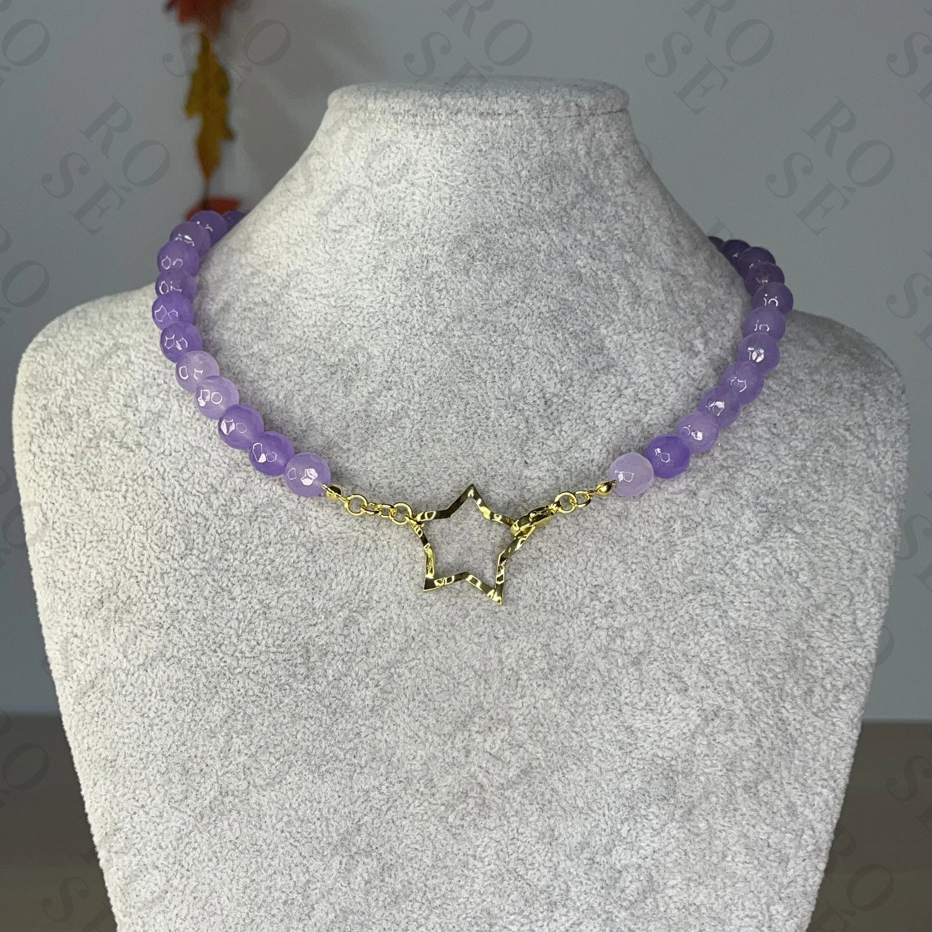 Collar Ágata Malva Facetada - Rosé Bijoux