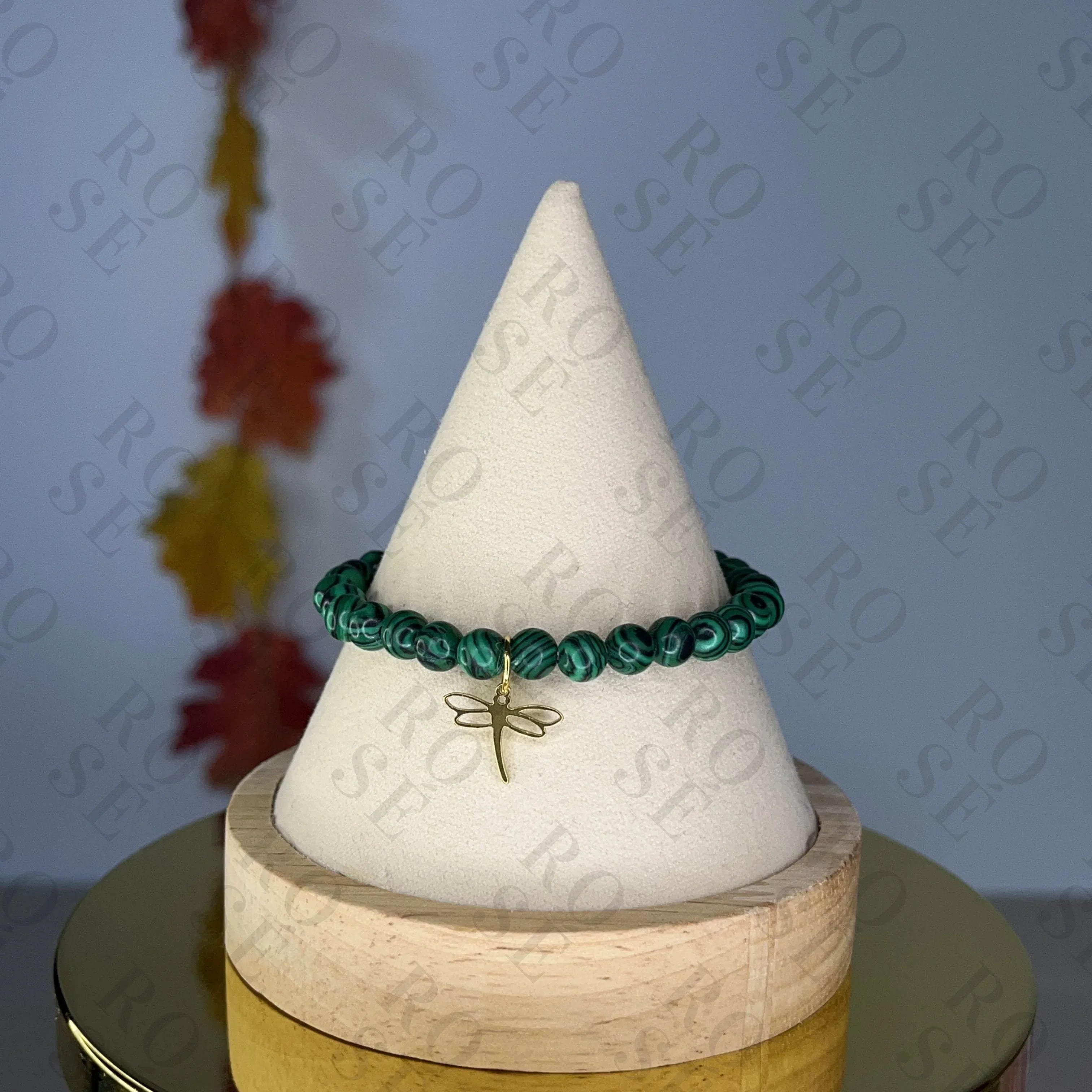 Pulsera Elástica Malaquita - Rosé Bijoux