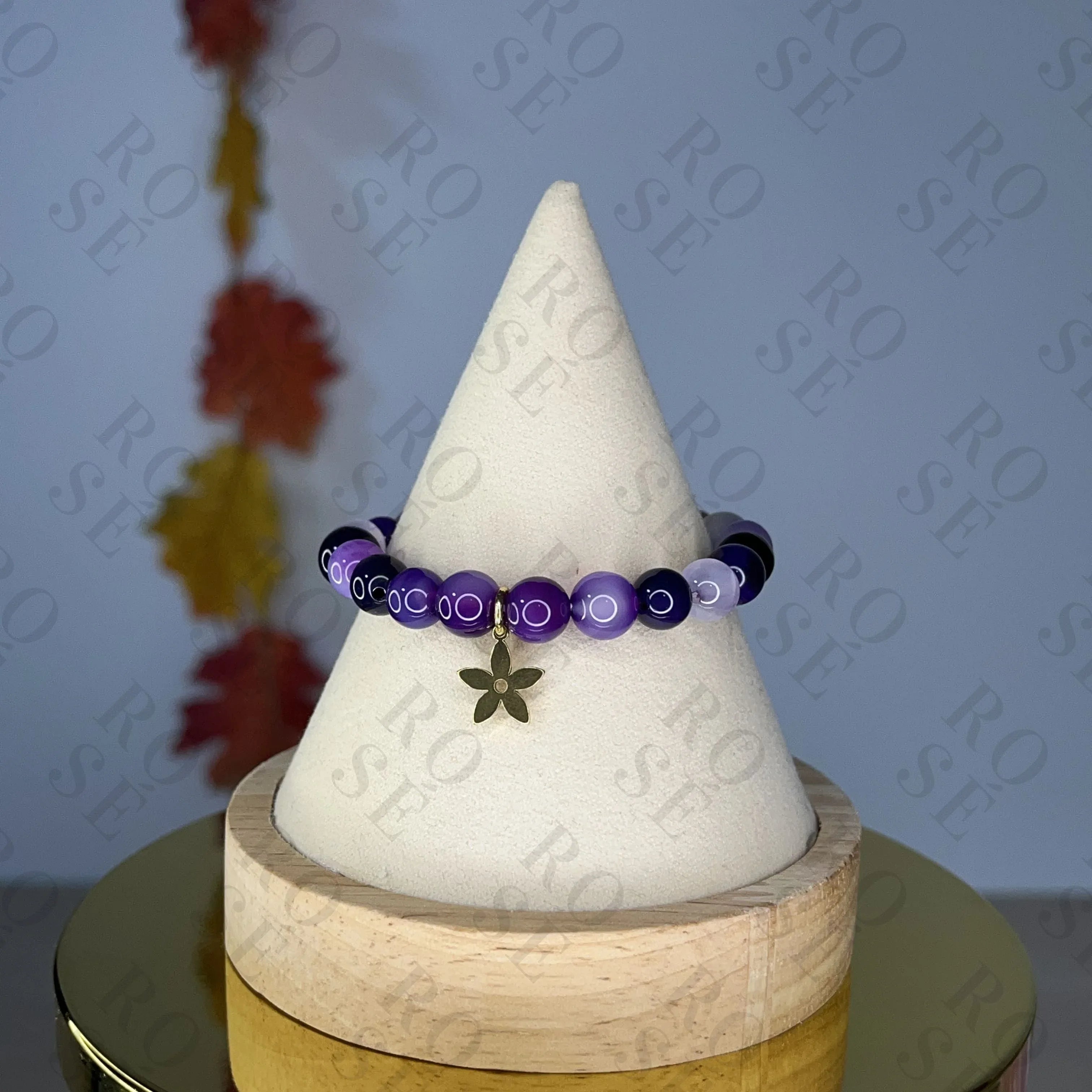 Pulsera Elástica Ágata Morada Dzi - Rosé Bijoux