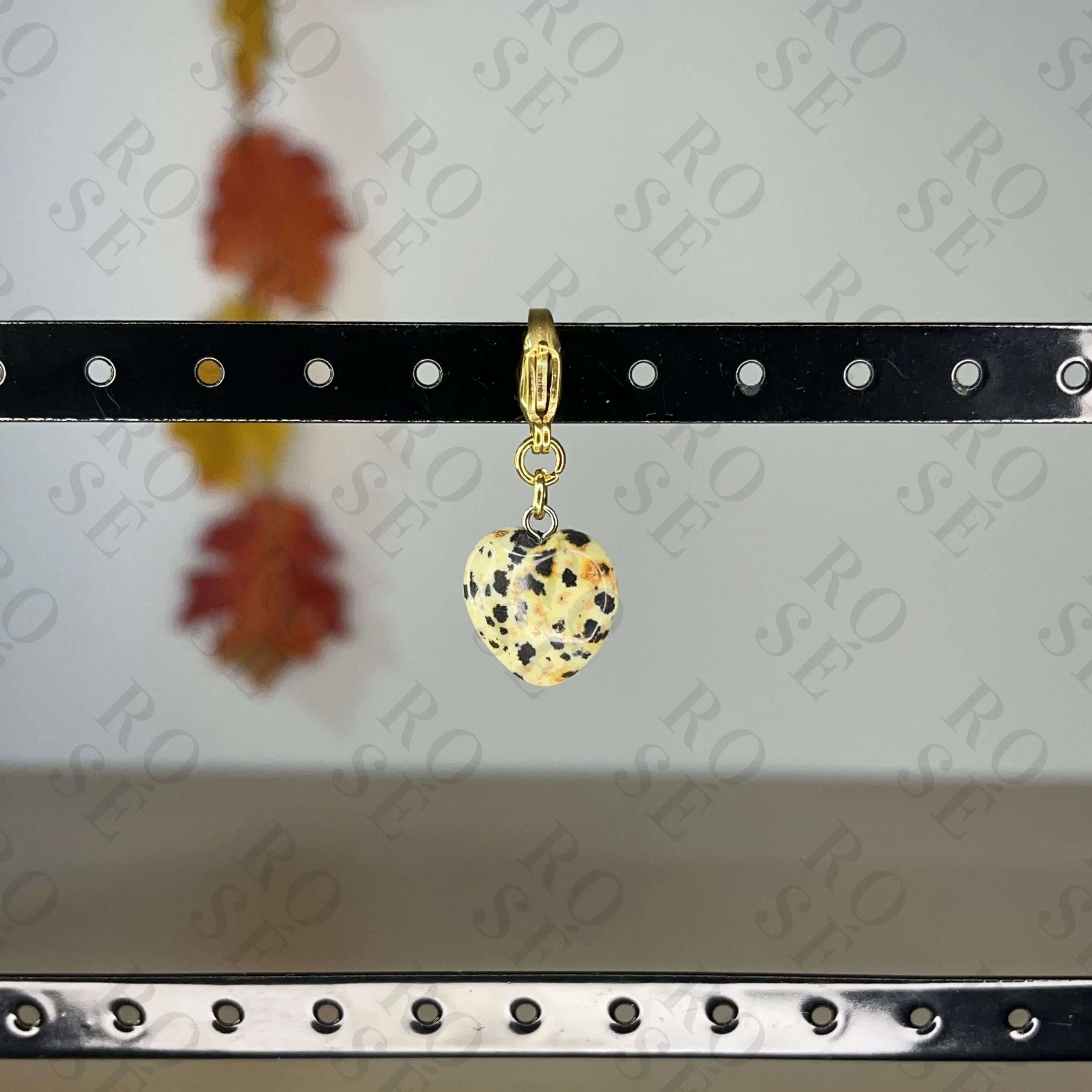 Charm Corazón Jaspe Dálmata - Rosé Bijoux